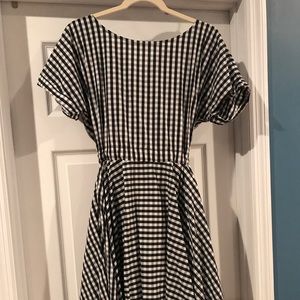 Gingham Black and White Midi Dress